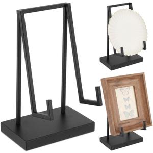 Shimeyao Metal Display Easel Stand 8 x 5 x 3 Inch Black Tabletop Easel Stand Modern Abstract Tabletop Display Holder for Books Plate Photo Frame Artwork Record Albums