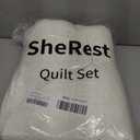 SheRest Full Quilt Bedding Set - Soft Breathable Bed Quilts, Modern Style Embossed Bedspreads, Lightweight Microfiber Reversible Coverlet for All Seasons, Cream, 3 Pieces (1 Quilt,2 Pillow Shams)