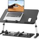 SAIJI Height & Angle Adjustable Laptop Stand for Bed, Lap Desk Bed Tray Table, Light Weight Foldable Portable Laptop Table for Couch Sofa Chair Floor Desk for Adults, Kids (Black)