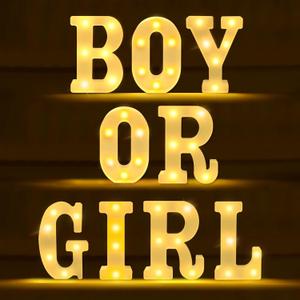 Boy or Girl LED Light Up Letters Sign for Baby Shower Gender Reveal Party Decor Wall Hanging, Table Decorations Birthday Nursery Pregnancy Celebration8.27in
