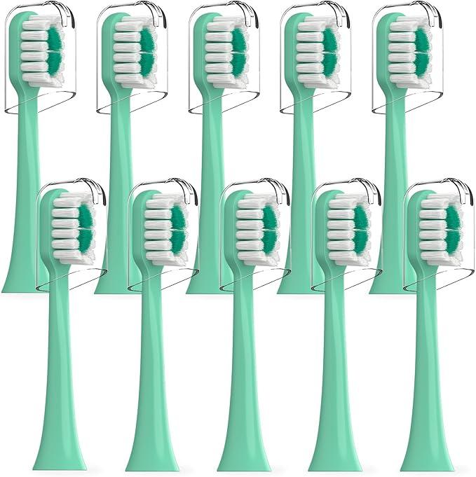 Replacement Brush Heads Compatible with AquaSonic icon Electric Toothbrush, 10 Pack, Mint
