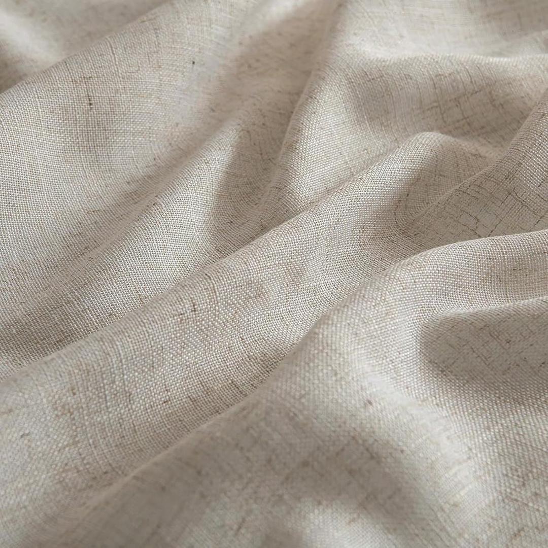 MZP Blackout Cream Curtains 84 inches Long for Bedroom Living Room Custom Size Soft Thick Linen Textured Window Drapes Semi Sheer Light Filtering Rod Pocket Back Tab 1 Panels (Beige)