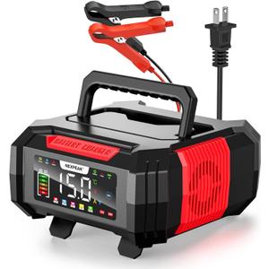 NEXPEAK 15A Battery Charger, Trickle Charger 12V/24V Car Battery Charger 9-Stage Smart LiFePO4 Charger Battery Maintainer w/Overcharge Protection Pulse Repair for Car Truck Motorcycle Lawn Mower