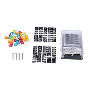 12-WayBox Block with LED Indicator, Cover - 5A 10A 15A 20A Bladefor Car Marine Boat