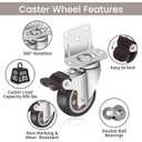 Nefish Side Mount Casters 2 Inch L-Shaped Small Rubber Caster Set of 4, Ball Bearing 360 Degree Plate Swivel Castors Wheel 600 LBS, Casters Wheels for Furniture, Baby Bed, Kitchen, Cabinet, Table