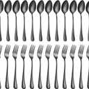Forks and spoons silverware set 24pcs black spoons and forks set Durable Dishwasher Safe black silverware for home kitchen stainless steel