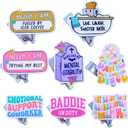 YJ PREMIUMS 8 PC Funny Badge Holder Retractable Cute Badges Reels ID Clip for Nurse Nursing Nurses Doctor Student Teacher Healthcare Medical Work Office Employee Coworker Bulk Gifts