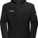 Mammut Mens Outdoor Softshell Hooded Jacket, Windproof and Water Resistant for Hiking and Traveling (Medium, Black)