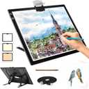 Rechargeable A3 Light Pad for Diamond Painting,Tracing Light Box with Stand and Clip,3 Colors Stepless Dimmable and 6 Levels of Brightness Light Board for Artists,Drawing,Sketching,Animation