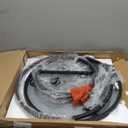 aboxoo Nesting Coffee Table Grey Glass Table Set of 2, Small Round Glass Nesting Tables for Living Room Bedroom, Accent Tea Table with Metal Frame Modern Industrial Simple