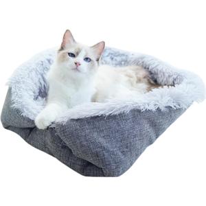 Cat Beds Small Dog Bed, Self Warming Cat Dog Mat Washable Warm Fluffy Pet Pad Calming Cushion Soft Kitty Bed for Indoor Outdoor Crate Pets Cat Small Dog Sleeping (Grey)