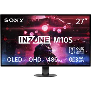 Sony INZONE M10S 27 OLED 1440p Gaming Monitor 480Hz 0.03ms, Low Profile Stand, Tournament Mode, Dual Screen Size (24.5), G-SYNC Compatible, Anti-Glare, Custom Heatsink