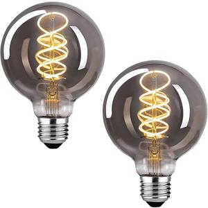 Lxcom Lighting LED Decorative Edison Bulb 6W G25/G80 Globe Light Bulbs 60W Equivalent Warm White 2700K E26 Medium Base Smoke Grey Glass Filament Bulbs for Table Lamp Wall Sconce, 2 Pack