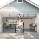 Garage Door Screen for 1 Car, 2 Car Garage, Magnetic Closure Heavy Duty Weighted Bottom Fiberglass Mesh Keep Annoying Animal Out (Black, 13 ft x 9 ft)