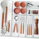 Criusia Utensil Drawer Organizer for Kitchen, 8 Pack Silverware Organizer Utensil Holder, Clear Plastic Drawer Dividers for Flatware, Cutlery, Kitchen Gadgets Accessories, Organizador de Cocina