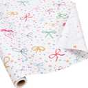 LaRibbons Reversible Bow Wrapping Paper Jumbo Roll with Pink Pom Pom, Coquette Bow & Colorful Terrazzo Design Gift Wrap for Girls, Women, Baby Shower, Birthday Party, 30 Inch  40 Feet (100 sq. ft. ttl.)