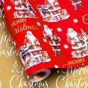 MAYPLUSS Christmas Wrapping Paper Roll - 17IN X 33FT - Red Gift Wrapping Paper Featuring Santa Claus Fireplace Against Red Reversible Merry Christmas for Kids, Holiday, New Year