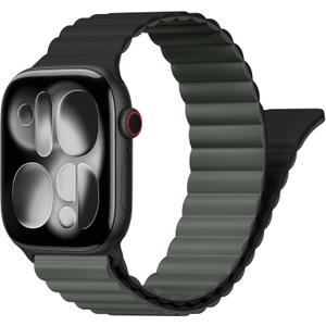 Magnetic Sport Bands for Apple Watch Band, iWatch Bands for Women Men,Silicone Loop Strap Wristband for Apple Watch, Size: 38mm 40mm 41mm 42mm(Series 11 10) (Black Grey)