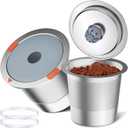Noalto Reusable K Cups and Coffee Pods,Universal stainless steel k Cups for Keurig 2.0 and 1.0 Coffee Makers machine(2Pack)