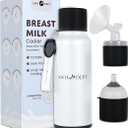 22oz Breastmilk Cooler and Baby Bottle – Reusable Container & Ice Pack Combo that Cools On-the-Go 14+ Hours - Easy to Use w/ Wide Neck Breast Pumps and Replaces Breastmilk Pitcher /Feeder (Soft White)