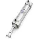 Baomain Pneumatic Air Cylinder SC 32 x 200 PT 1/8, Bore: 1 1/4 inch(32mm), Stroke: 8 inch(200mm), Single Thread Piston Rod Dual Action, a Y-Component & 2Fittings