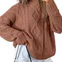 Trendy Queen Women's Oversized Cable Knit Crewneck Sweaters M