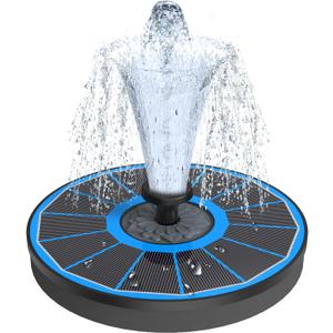 Solar Fountain Upgraded High Efficiency Glass Solar Panel, Solar Bird Bath Fountains with Flower No Battery,Solar Water Pump Fountain for Bird Bath Garden Small Ponds Outdoor Dcor(Blue)