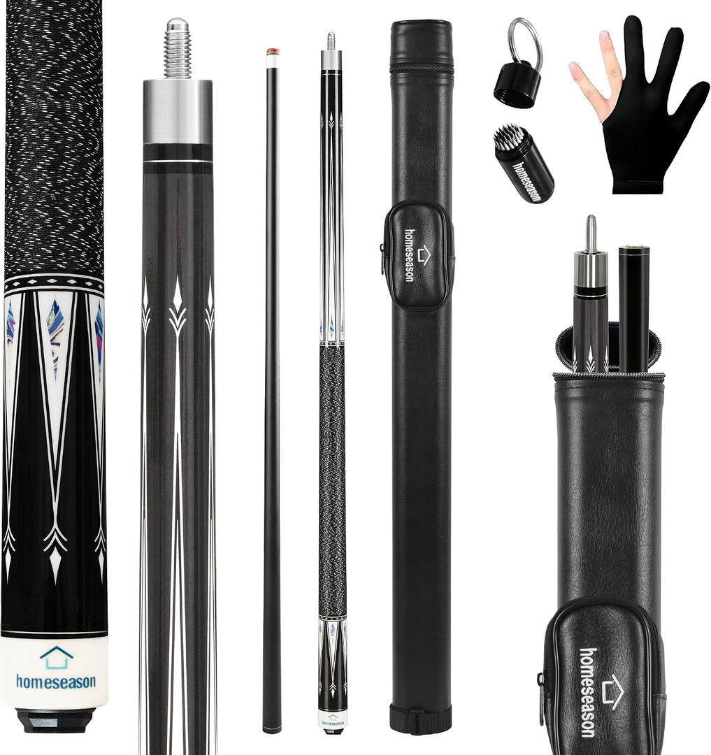 HomeSeason Pool Cue Stick 58" Billiard Cue Sticks Nylon Thread Grip Professional Low Deflection Pool Sticks