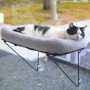 Cat Window Perch - 100% Metal Supported from Below - Comes with Warm Spacious Pet Bed - Cat Window Hammock for Large Cats & Kittens - for Sunbathing, Napping & Overlooking (Grey) (Gray)