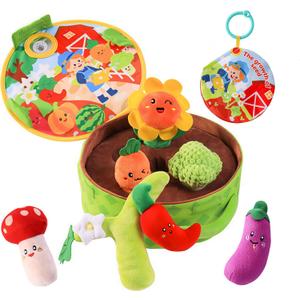 Baby Toys 6-12 Months, My First Vegetable Garden Plush Set Montessori Toys for 6 Month Old with Rattles Mirror Squeaker Crinkle Book, Baby Boy Girl Gifts Christmas Stocking Stuffers