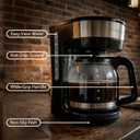 OVENTE 12-Cup Drip Coffee Maker with Borosilicate Glass Carafe, One-Touch Operation Machine, Anti-Drip System, Reusable Filter and Clear View Water Level Gauge, Ideal for Home or Office, Black CM412B