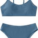 SHENHE Girl's 2 Piece O Ring Bikini High Waisted Spaghetti Strap Cute Swimsuit Bathing Suit, Size 14Y