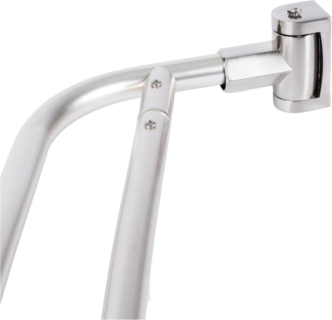 JS Jackson Supplies Double Curved Shower Rod, Metal Construction, Adjustable Between 44 to 70 Inches, Aluminum Rods and Zinc Mounting Hardware, Quality Modern Bathware, Brushed Nickel Finish
