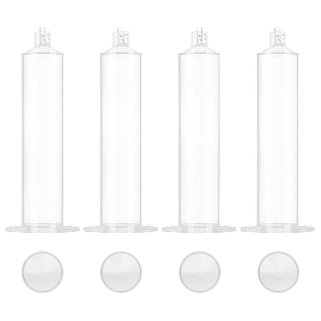30cc Dispenser Syringe Tube with White Piston for Liquid Glue Adhesive, 5 Pcs 30ml Dispensing Machine Transparent Adhesive Tube for Industrial