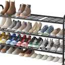 LINZINAR Shoe Rack 3 Tier Long Metal Shoe Organizer for Closet Entryway Black