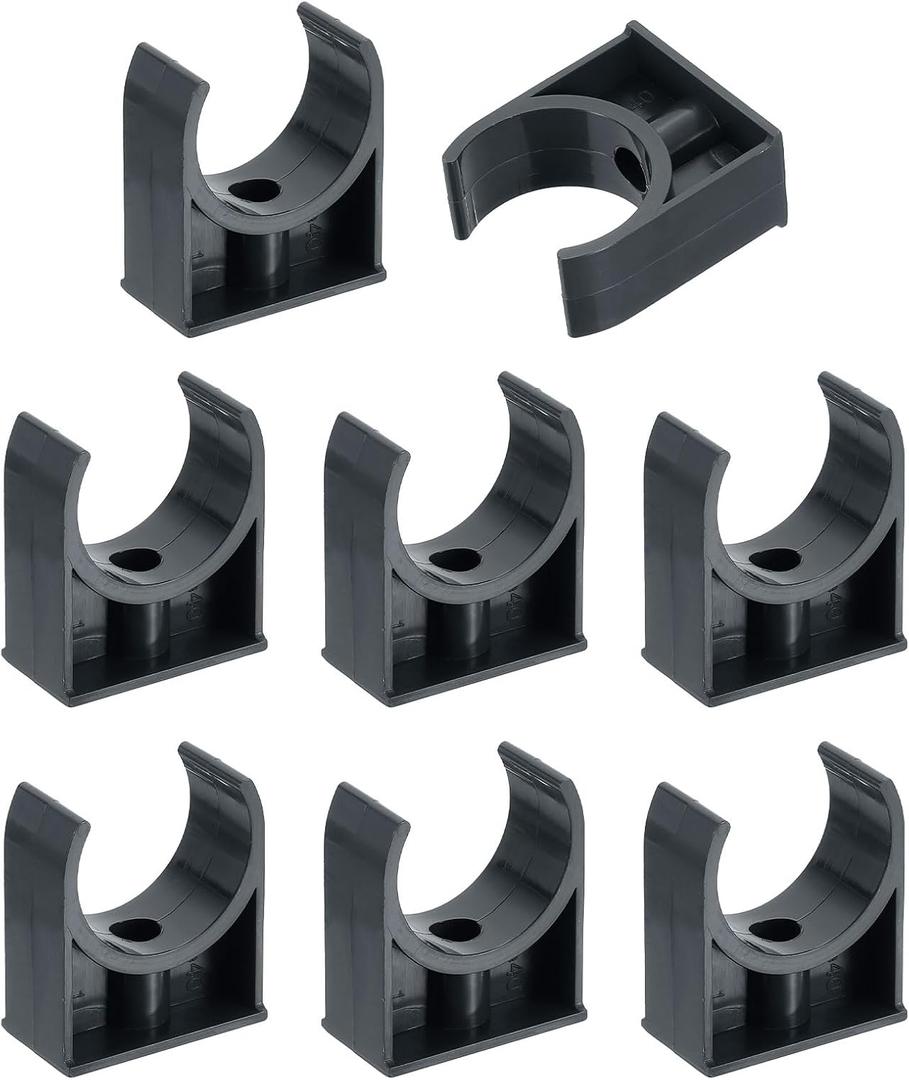 uxcell 8Pcs PVC Water Pipe Clamps Clips, U-Shaped Tubing Hose Buckles, Irrigation Tube Holder for 40mm OD for TV Trays Tubing Hose Hanger Support Tubing, Black
