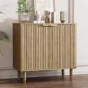 IKALIFE Sideboard Buffet Cabinet with Storage, Modern Fluted Accent Credenza with Doors & Adjustable Shelves, Wood Coffee Bar Console Table for Living Room, Dining Room, Kitchen or Entryway 31.5"