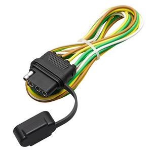 MECMO 4 Pin Trailer Wiring Harness w/Dust Cover, 16AWG 48-Inch Vehicle-Side and 25-Inch Trailer-Side 4-Way Flat Trailer End Connector Truck Trailer Light Plug Socket 4 Prong Male Female Replacement