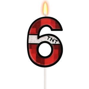 3 x Game Themed Birthday Candles for Boys Girls, Number 6 Candle, Pixels Cake Topper, Cartoon Game Birthday Party Decoration