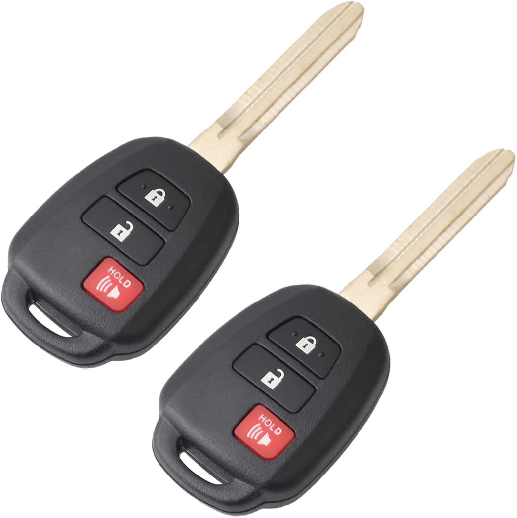 2Pcs Car Key Fob HYQ12BDM Keyless Control Entry Remote Vehicles Replacement 3 Button Compatible with RAV4 2013 2014 2015 2016 2017 HYQ12BDM with H Chip