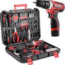 TLGREEN Complete Home Tool Kit with 12V Cordless Drill & Magnetic Bits | 138Pcs All-in-One Set for DIY, Repairs & Assembly | Durable Case & Fast Charging | Ideal for New Homeowners | Red