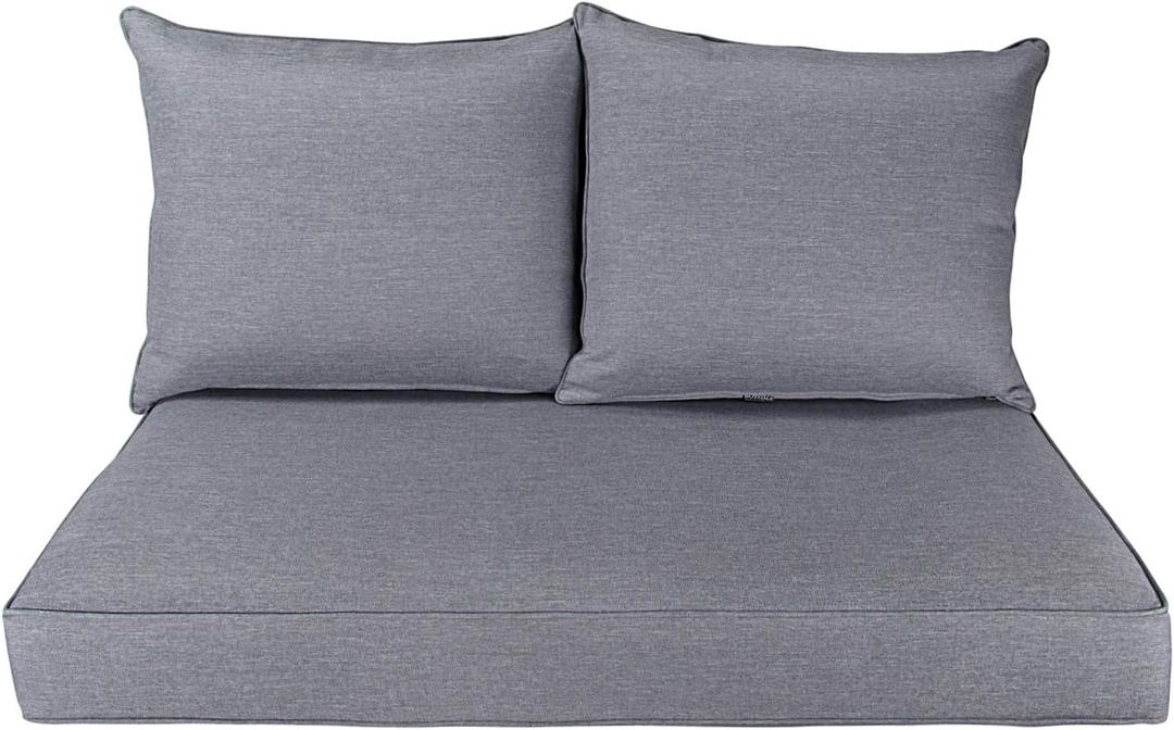 BOSSIMA Patio Furniture Cushions Comfort Deep Seat Glider Loveseat Cushion Indoor Outdoor Seating Cushions Light Grey