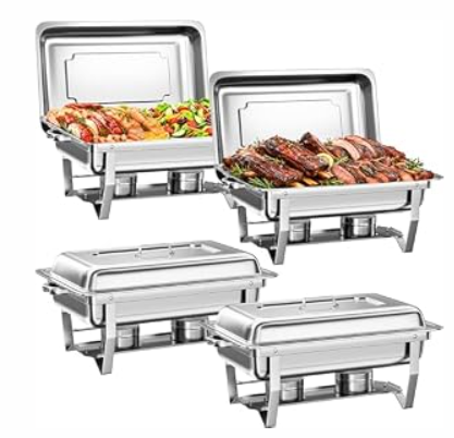 4 Pack 9QT Chafing Dishes for Buffet, Stainless Steel Chafing Dish Set