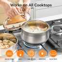 WANGYUANJI 2.5 Quart Stainless Steel Saucepan with Steamer Insert, 2-in-1 Sauce Pot with Lid & Steamer Basket, Tri-Ply Bottom Induction Cookware for Boiling, Soup, Milk, Silver