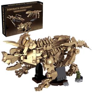 Myth Qholve Triceratops Fossil Skeleton Building Block Set Movable Dinosaur Model with Articulated Joints Educational STEM Construction Toy for Kids & Collectors