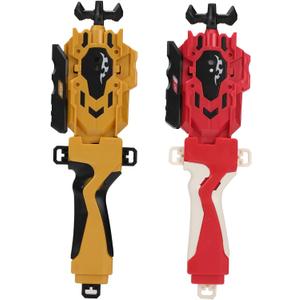 2 Pack String Launchers and Grips, Battling Burst Launcher, Left/Right Spin, Only Compatible with Burst, Two Launch Modes Gyros(Golden+Red)