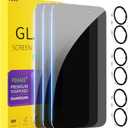 PEHAEL 3+3Pack for iPhone 17 Privacy Screen Protector with Camera Lens Protector Full Coverage Anti-Spy Tempered Glass Film 9H Hardness Easy Installation Bubble Free [6.3 inch]