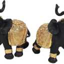 Luck Elephant Decor Set Gifts for Women Feng Shui Resin Couple Elephant Statue for Living Room,Table Centerpiece,Shelf,Office,Black