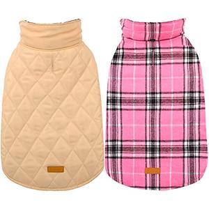 Kuoser Waterproof Dog Coat, Reversible Dog Jacket for Large Dogs, Adjustable Durable Doggie Winter Coat for Groowing Puppies Warm Puppy Cold Weather Apparel, Pink L : Pet Supplies