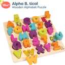 B. toys Alpha B. Tical Wooden Alphabet Puzzle 26 Letter Pieces Chunky Wooden Puzzle Educational Toys for Toddlers, Kids 18+ Months